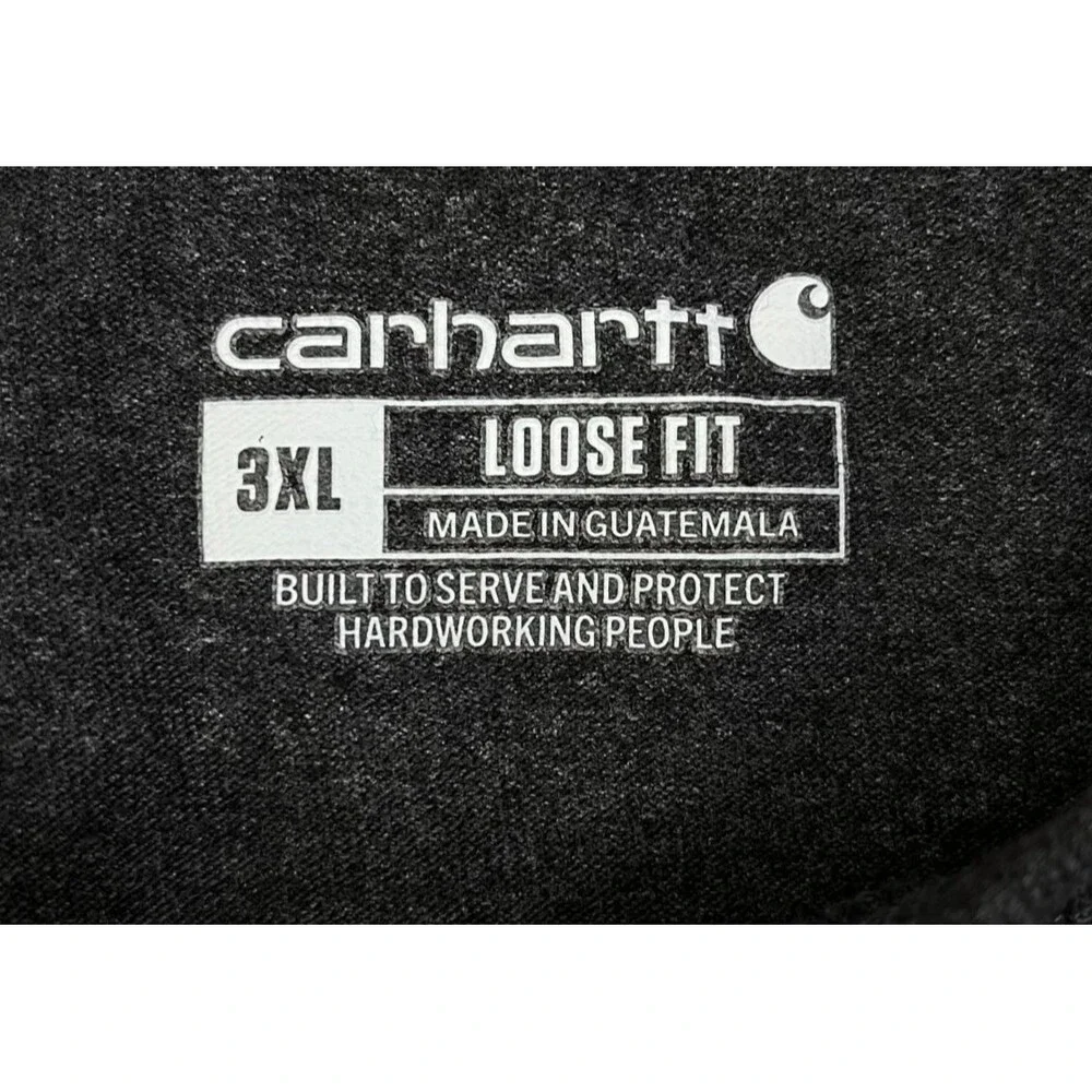 Carhartt Pocket T-Shirt Long Sleeve Mens 3XL Black Logo Loose Fit Crew Neck K126
